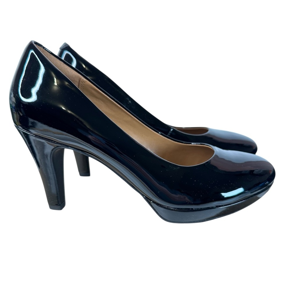 Clarks Brier Dolly Black Patent High Heel Pumps 9 NIB Formal Work Classic